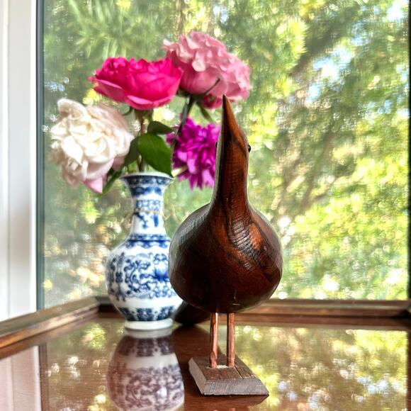 Vintage Mid Century Modern Carved Wooden Bird Sculpture MCM 11" Long - Picture 6 of 15